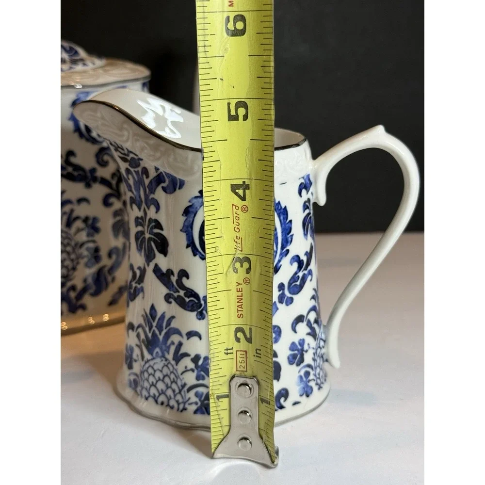 Grace's Teaware Blue & White Porcelain Tea Set – Teapot, Creamer & Sugar Bowl